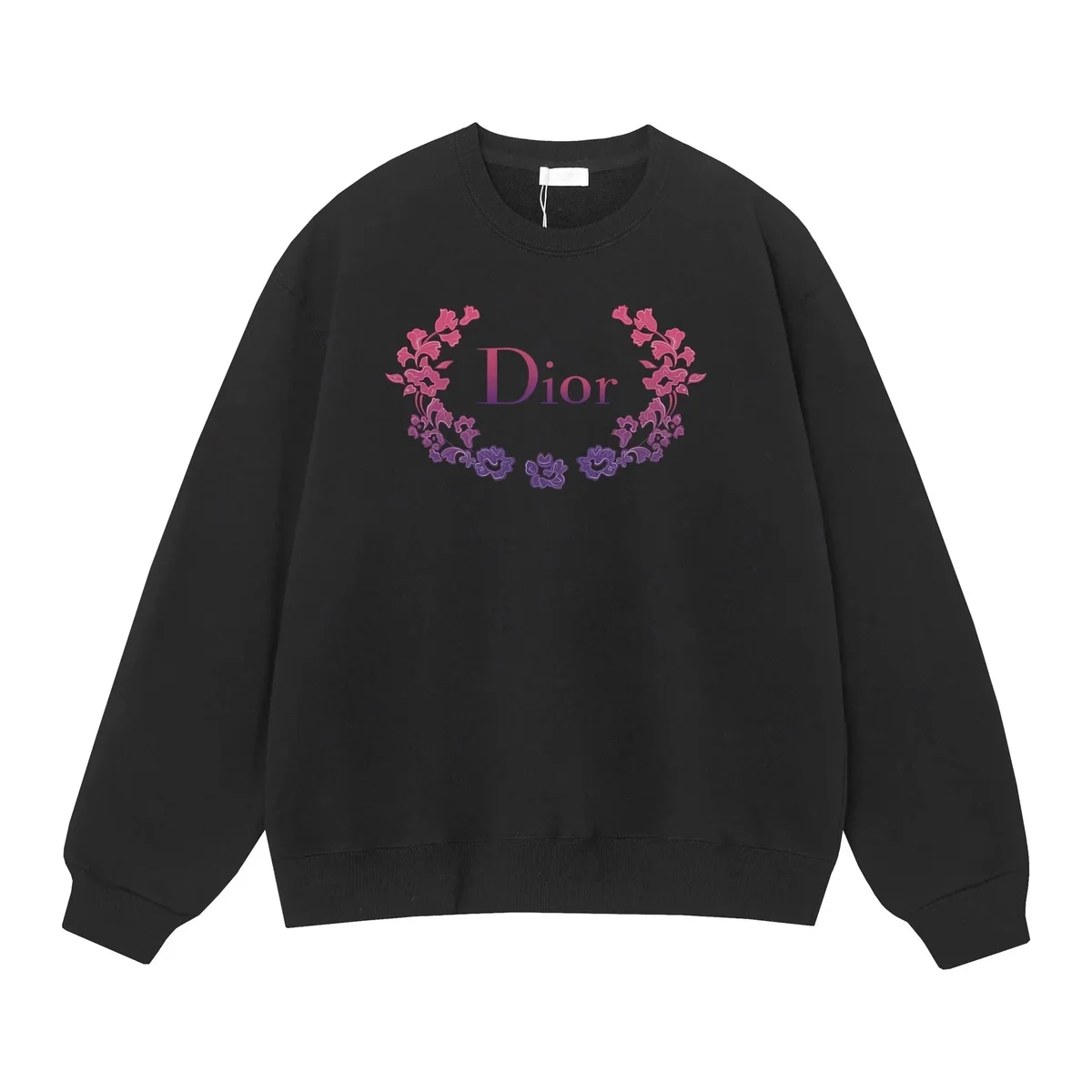 Dior Dior Black Floral Print Crewneck Sweatshirt Black - 1
