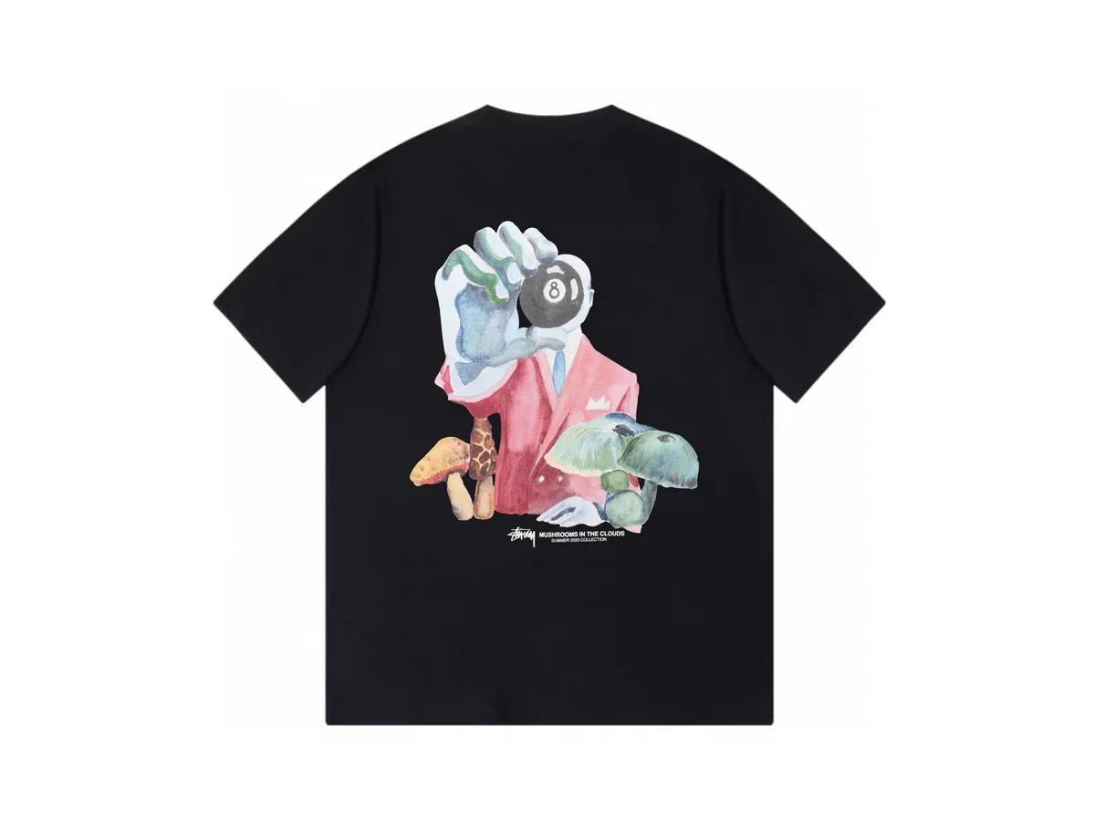 Stussy Stussy Mushrooms in the Clouds Black T-Shirt Black - 1