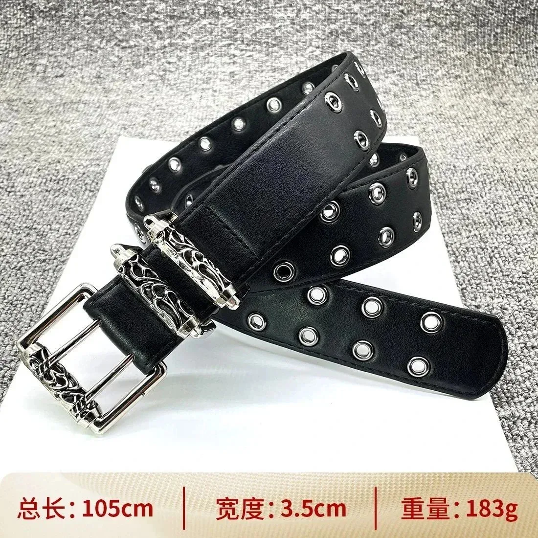 Chrome Hearts Chrome Hearts CH Cross 105cm Roller Double Buckle Belt Black