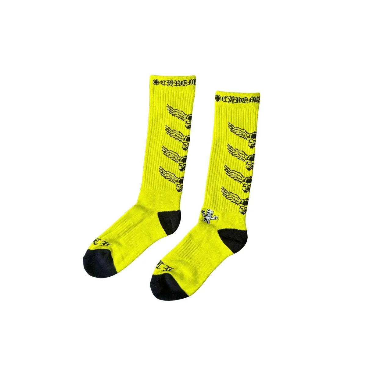 Other Neon Yellow/Black Crew Socks Yellow