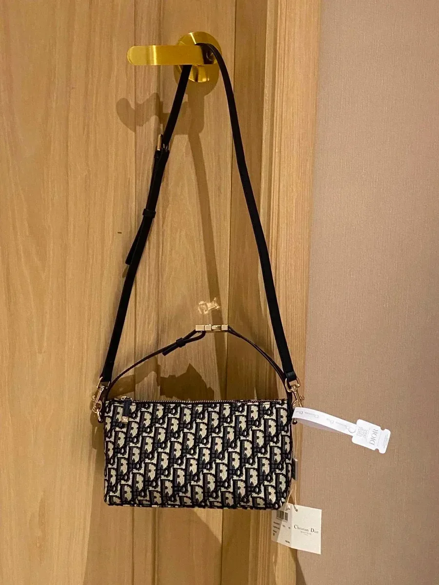 Dior Lady Dior Oblique Monogram Crossbody Bag Black & White