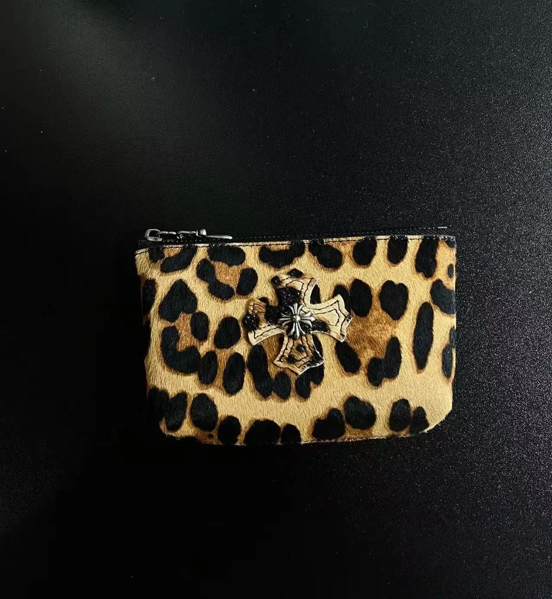 Chrome Hearts Chrome Hearts CH Cross Leopard Print Card Pouch Multicolor