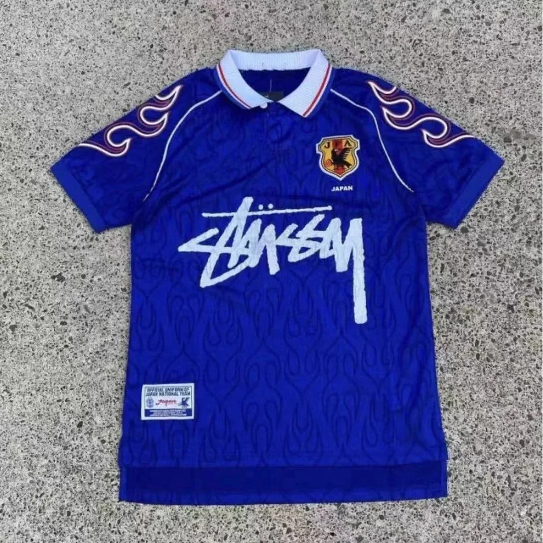 Stussy Stussy Japan National Team Blue Flame Polo Shirt Blue - 1