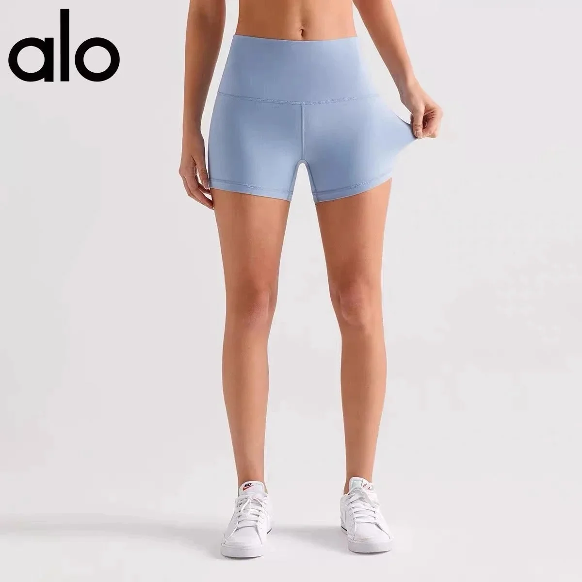 Alo Yoga Alo Solid Light Blue Yoga Shorts Blue - 1