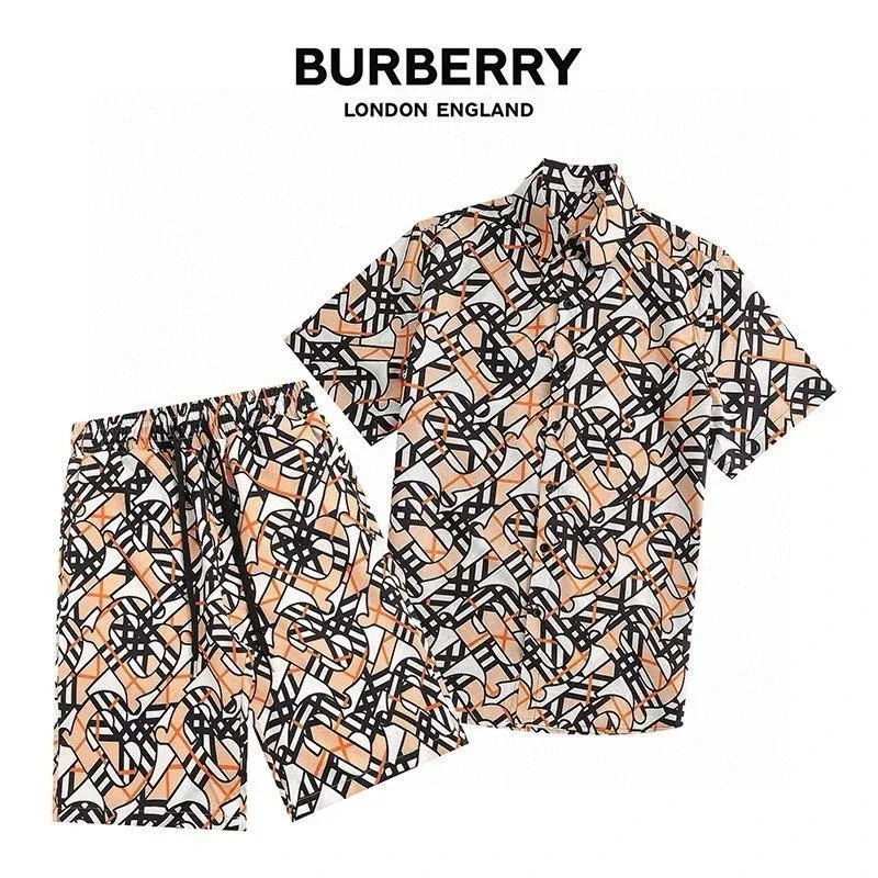 Burberry Burberry Monogram Shorts & Shirt Set Orange/Black Casual Orange - 1