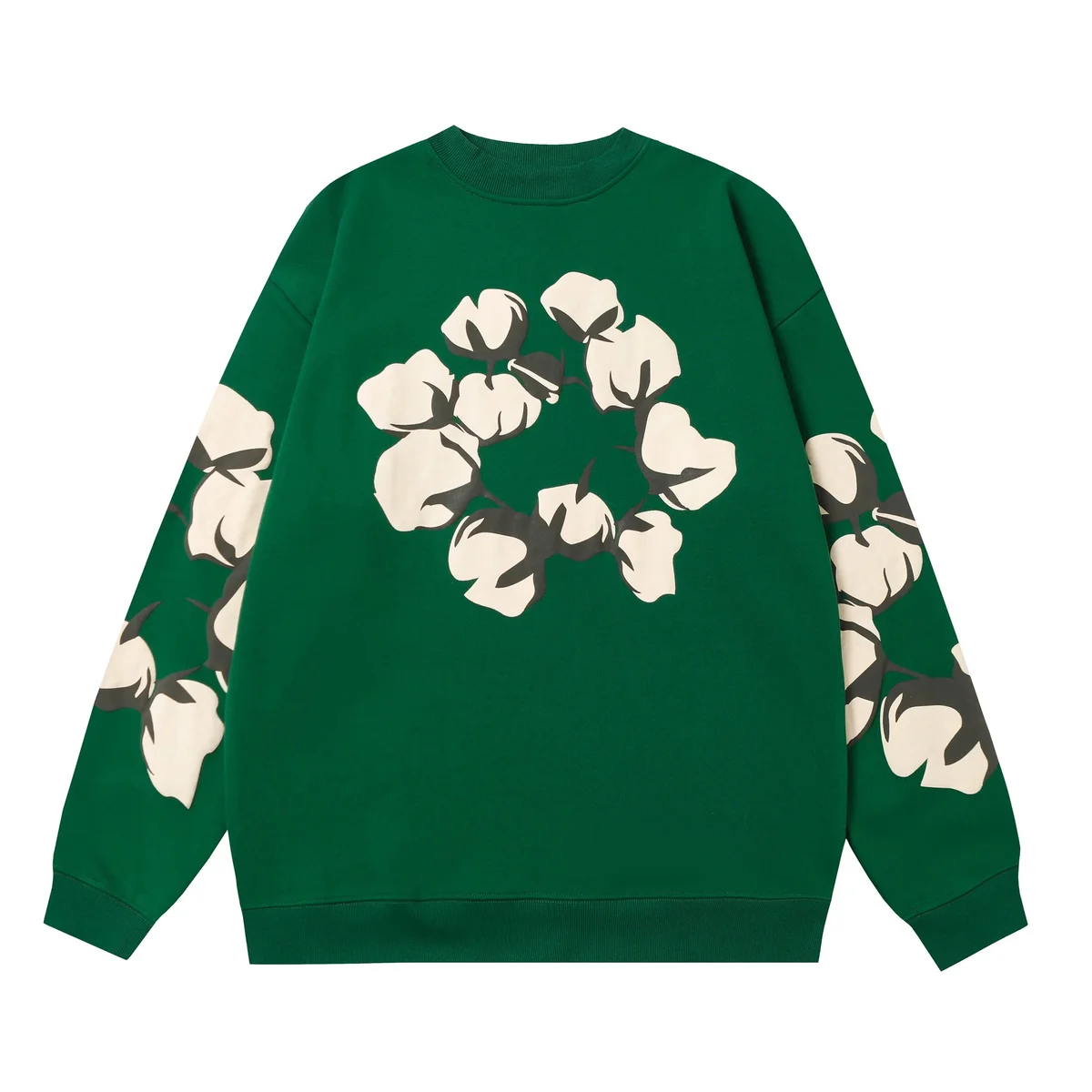 Other Green Cotton Flower Print Sweatshirt Green - 1