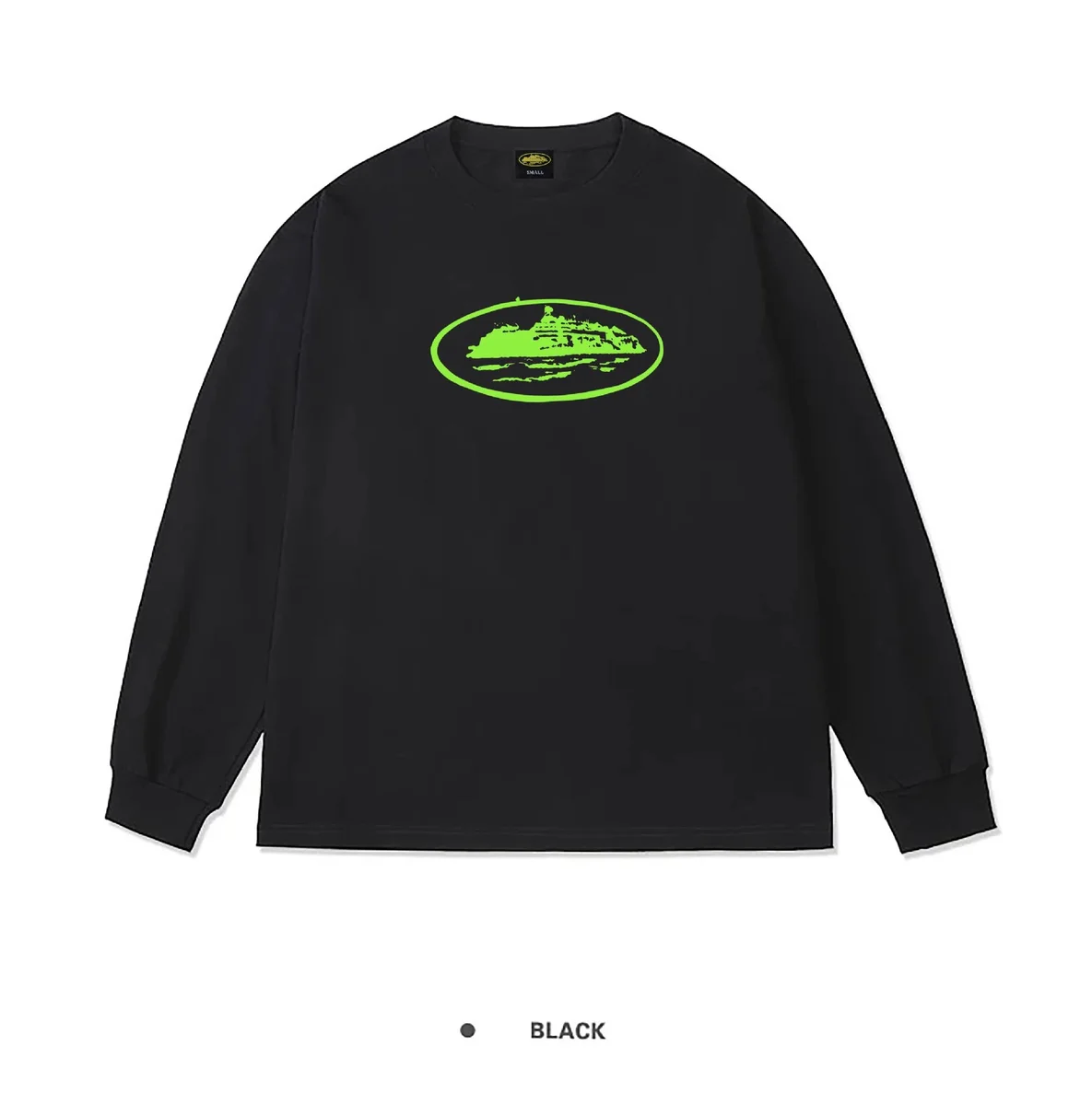 Other Black Long Sleeve T-Shirt with Green Graphic Print Black - 1