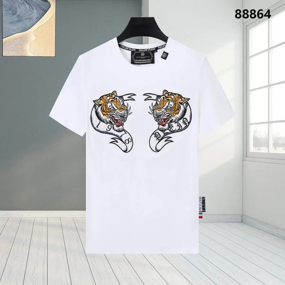 Philipp Plein Philipp Plein Tiger Embroidery White T-Shirt White - 1