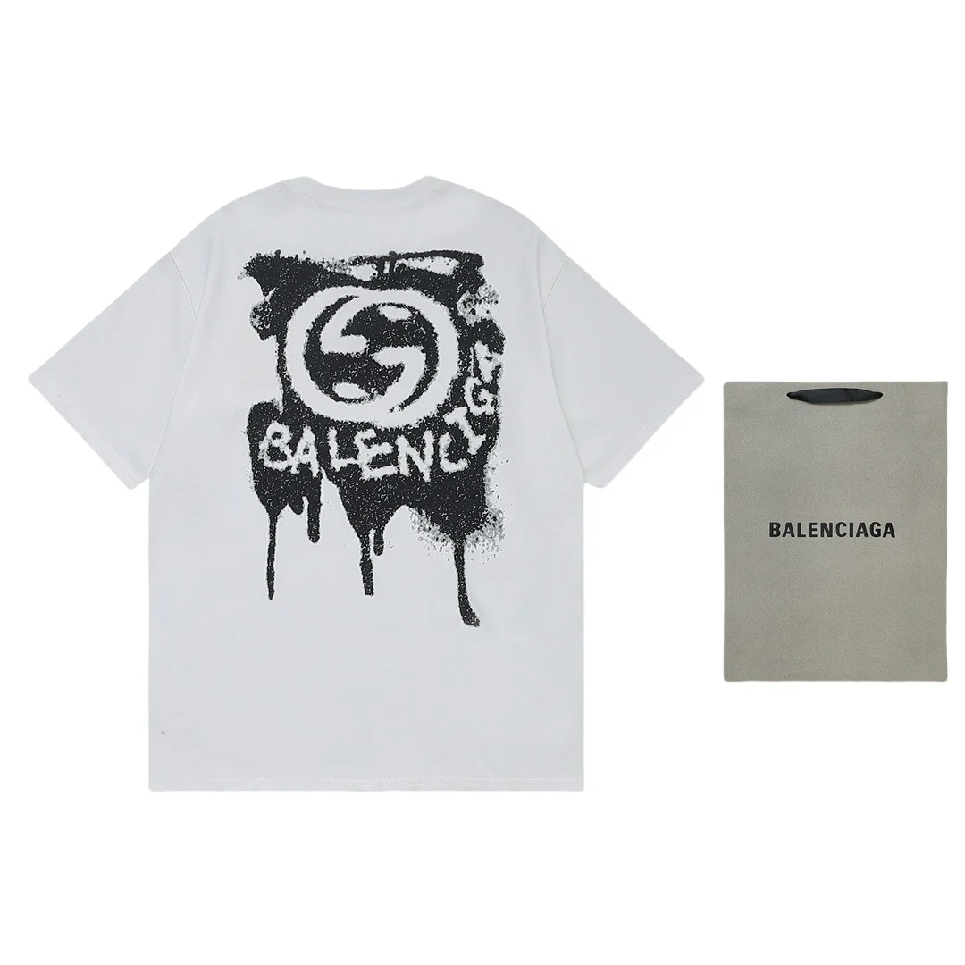 Balenciaga Balenciaga White Dripped Logo T-Shirt White - 1