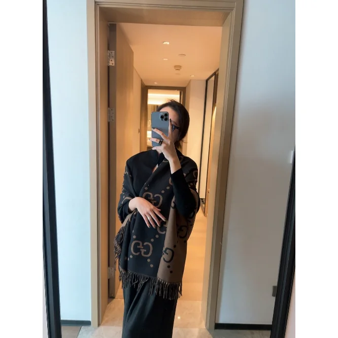 Gucci Gucci GG Supreme Black and Brown Monogram Scarf Black