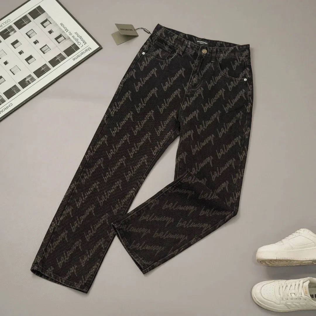 Balenciaga Balenciaga All-Over Logo Black Trousers Black