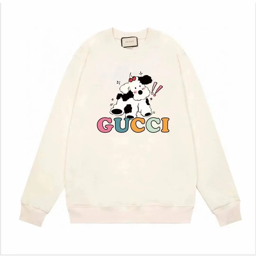 Gucci Gucci Dog Print Multicolor Logo Cream Sweatshirt 30 Cream