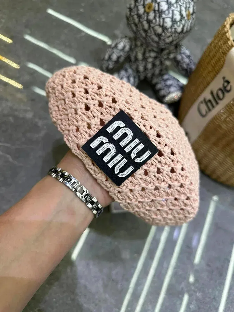 Miu Miu Miu Miu Pink Crocheted Beret Pink