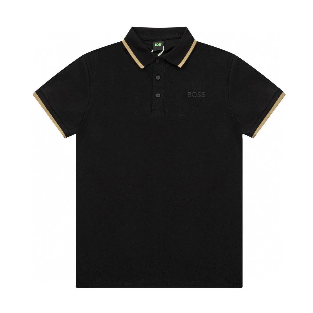 Hugo Boss HUGO BOSS Black Polo Shirt with Gold Trim Black - 1