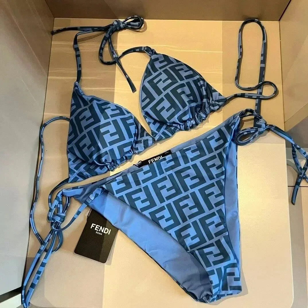 Fendi Fendi FF Monogram Blue Logo Bikini Set Blue