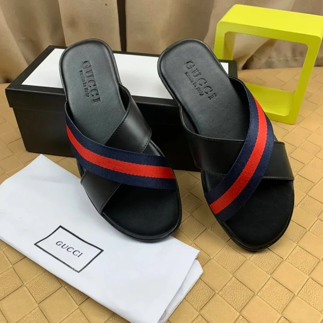 Gucci Gucci Web Stripe Black/Red/Blue Slide Sandals Black