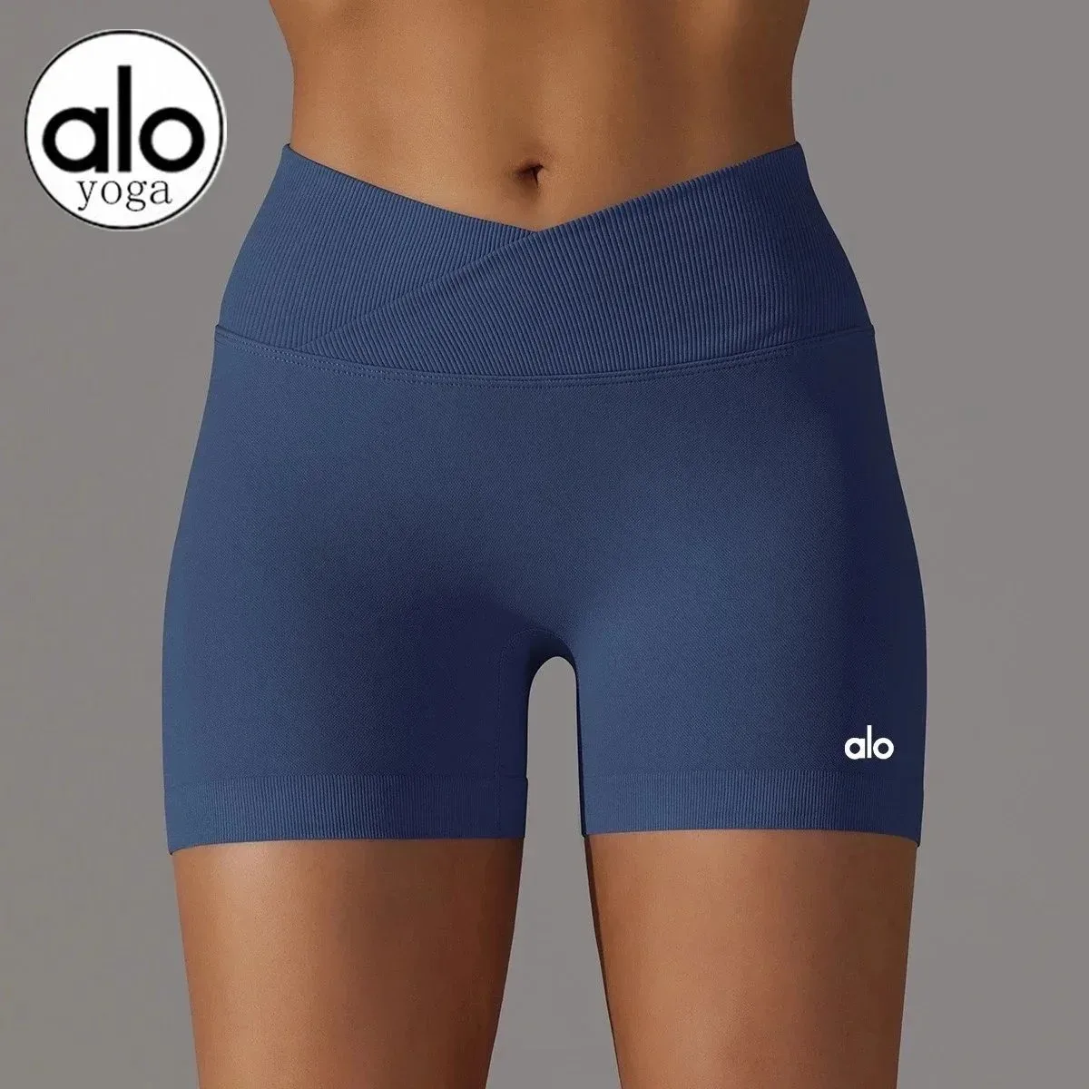 Alo Yoga Alo Yoga Deep Blue Seamless Shorts Blue - 1