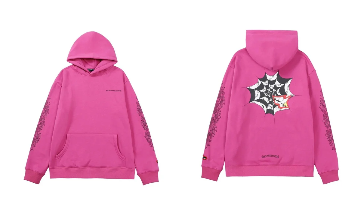 Chrome Hearts Chrome Hearts Pink Web Print Hoodie Pink - 1