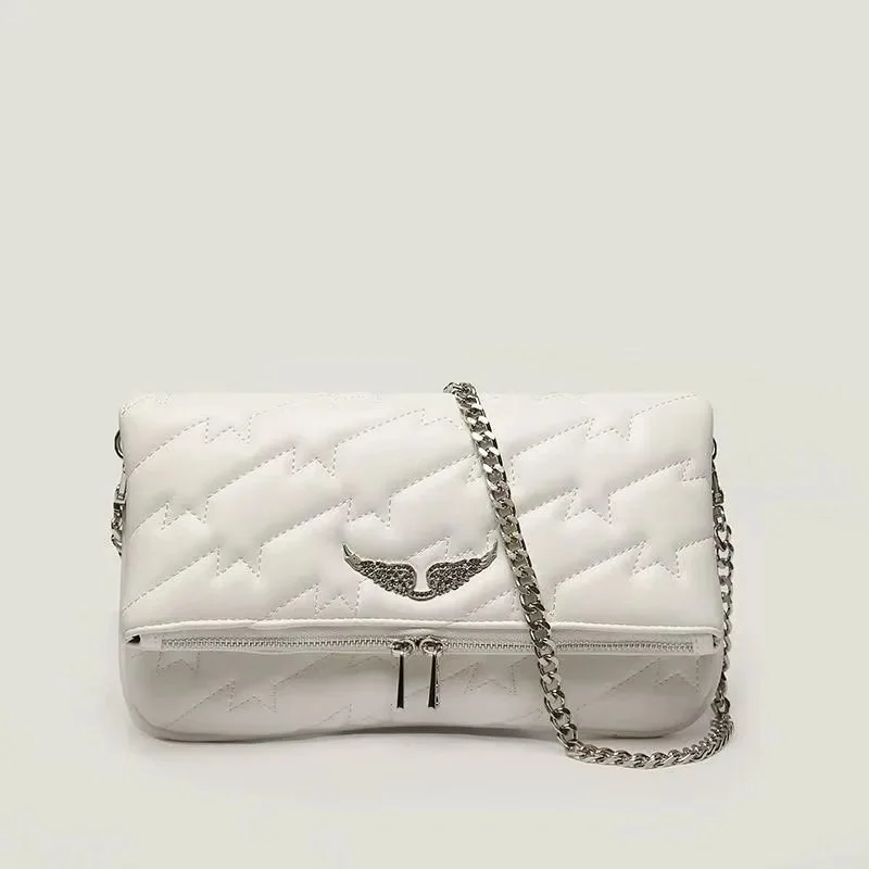 Other White Quilted Chain Shoulder Bag with Embroidered Detail White - 1