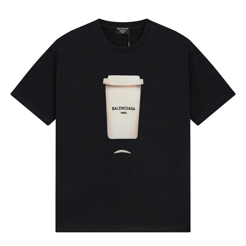 Balenciaga Balenciaga Coffee Cup Print Black T-Shirt Black - 1
