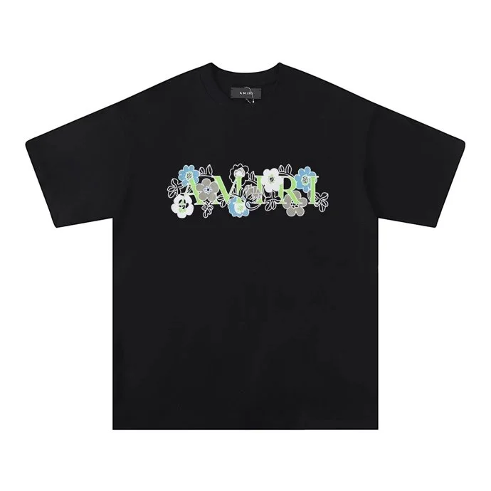 Amiri Amiri Floral Logo Black T-Shirt Black - 1