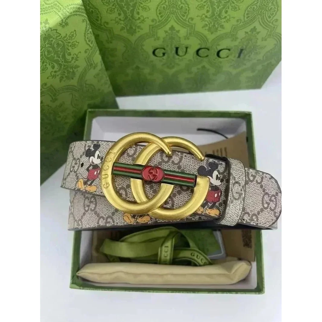 Gucci Gucci Mickey Mouse Belt Beige/Red Leather Belt Beige - 1