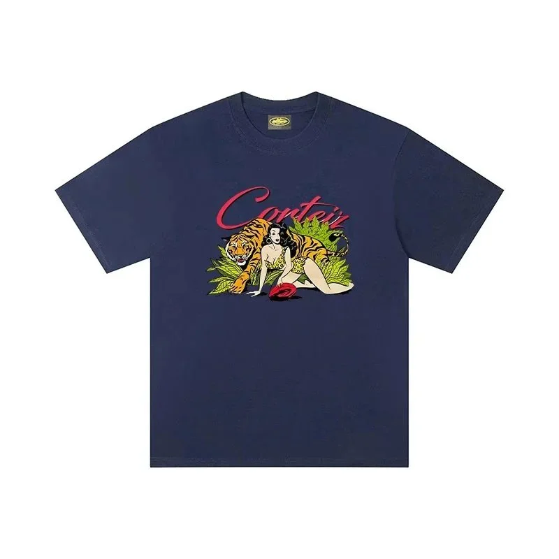 Corteiz Cortez Navy Blue Tiger Print T-Shirt Navy - 1