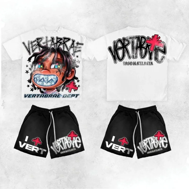 Other Vertabrae Dept Vertebrae Dept T-Shirt & Shorts Set White/Black White - 1