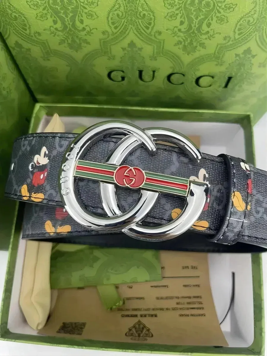 Gucci Gucci Mickey Mouse Belt Black Leather Belt Black - 1