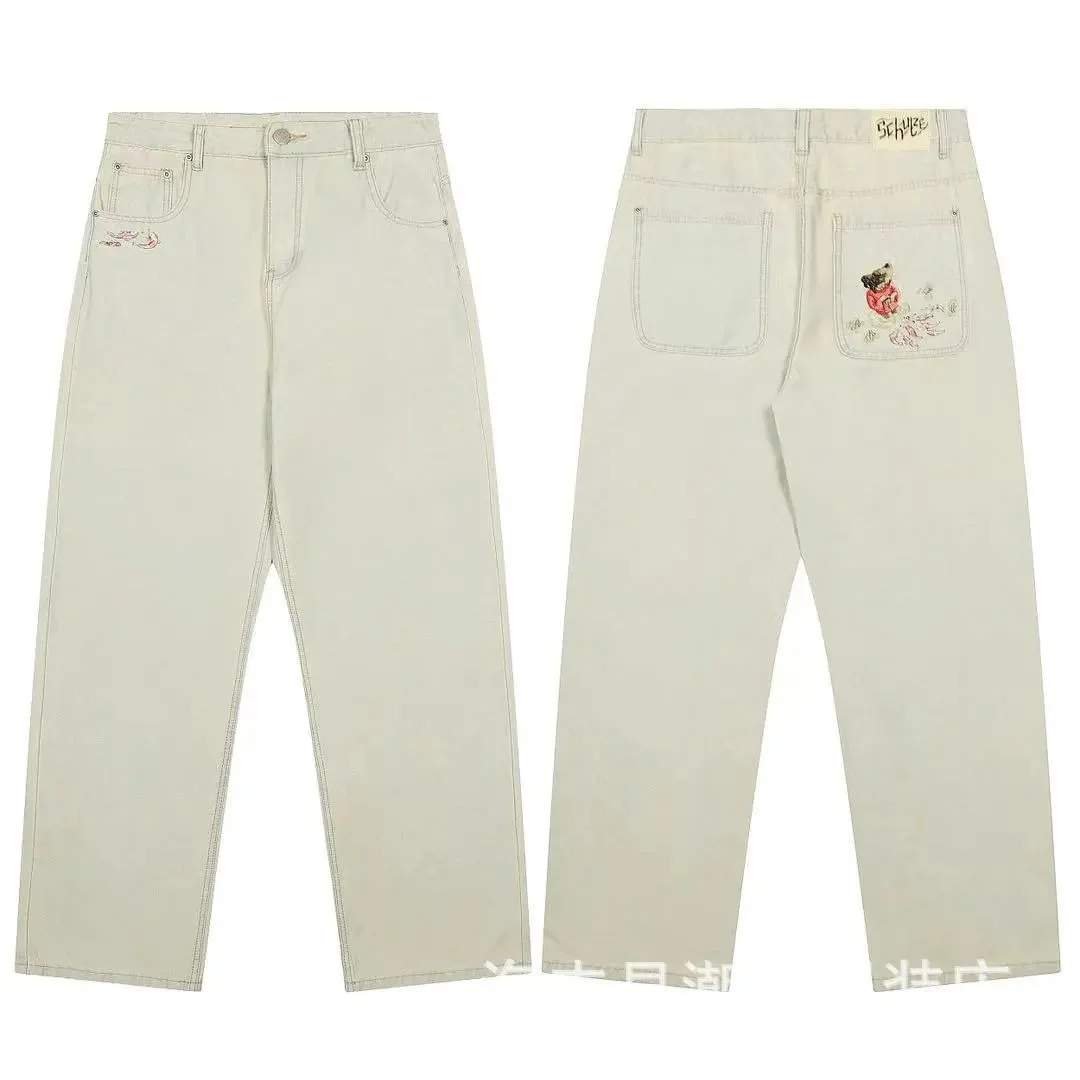 Other Light Beige Embroidered Jeans derj-005 White Beige - 1