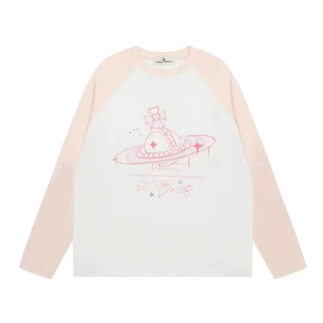 Vivienne Westwood Vivienne Westwood Orb Print Long Sleeve T-Shirt White/Pink Pink - 1