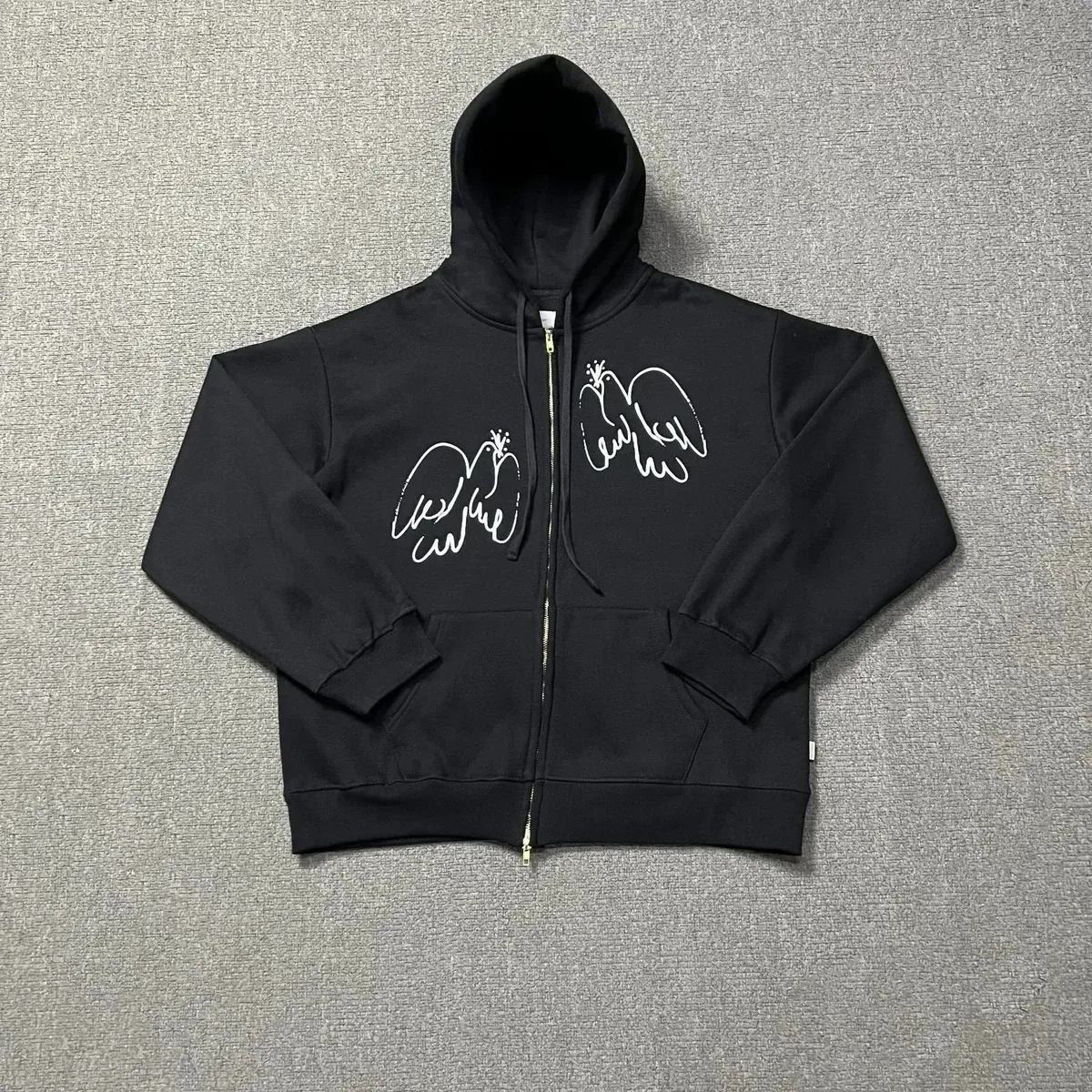 Other Black Zip-Up Hoodie with White Graphic Design Black - 1
