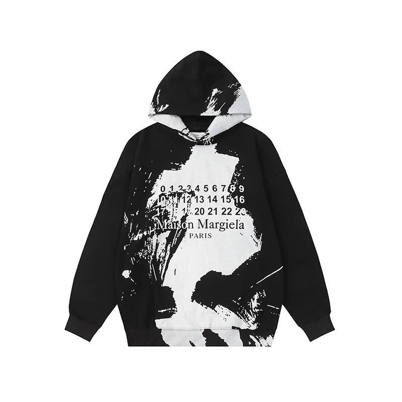 Maison Margiela Maison Margiela Black and White Paint Splatter Hoodie Black