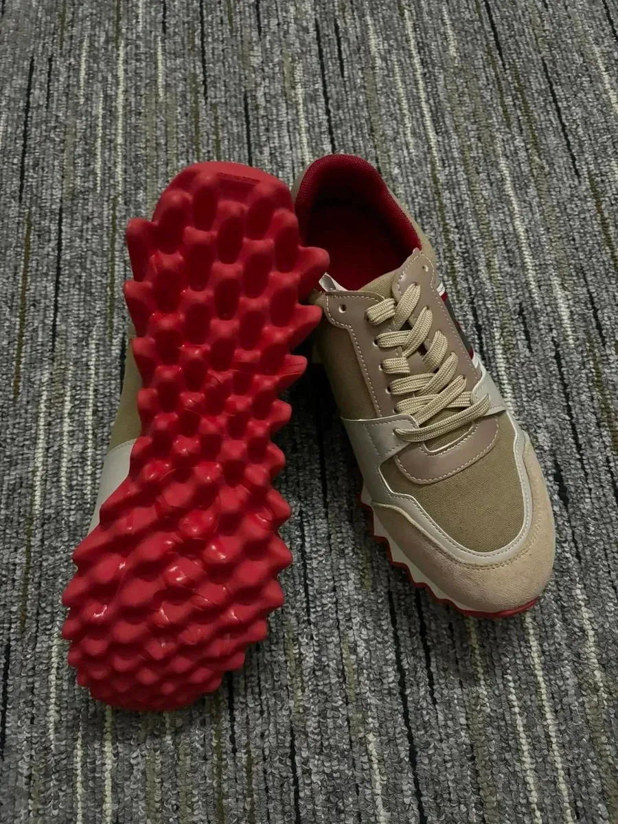 Other Beige & Red Textured Sole Casual Sneakers Beige - 1