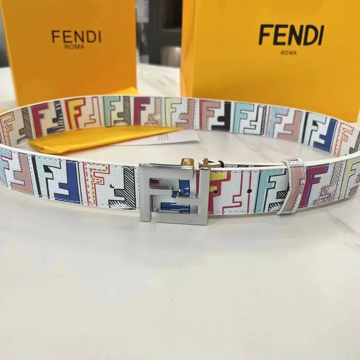 Fendi Fendi FF Monogram Multicolor Logo Belt Multicolor - 1