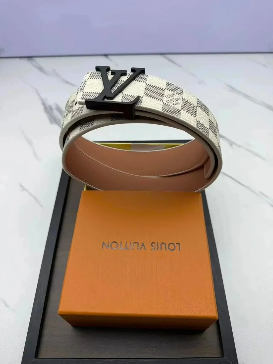 Louis Vuitton Louis Vuitton Damier Ebene Belt White & Black White