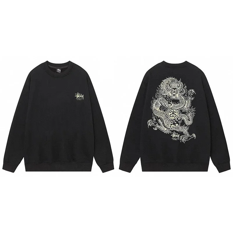 Stussy Stussy Dragon Print Crewneck Sweatshirt Black Black - 1