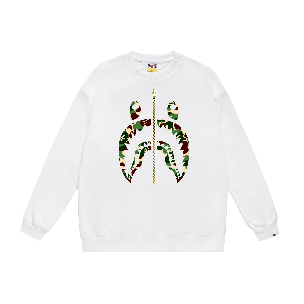 A Bathing Ape BAPE STA White Camo Shark Head Sweatshirt White - 1