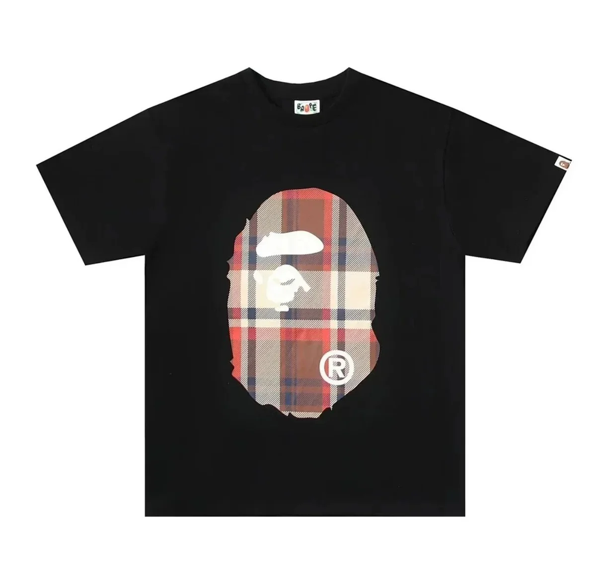 A Bathing Ape BAPE Black/Plaid Ape Head T-Shirt Black - 1