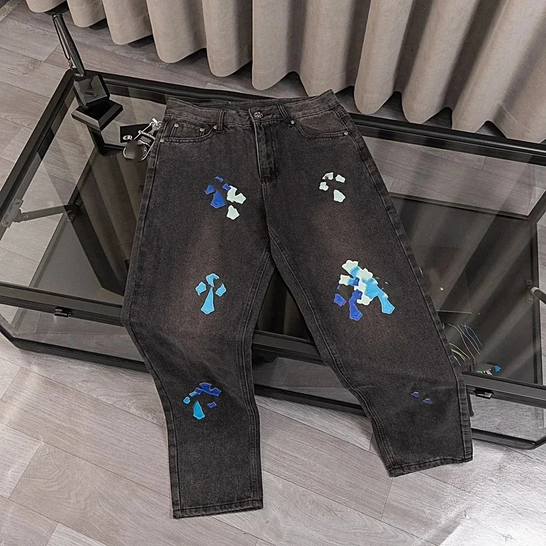 Other Unisex Painted Denim Jeans Black/Blue Black - 1