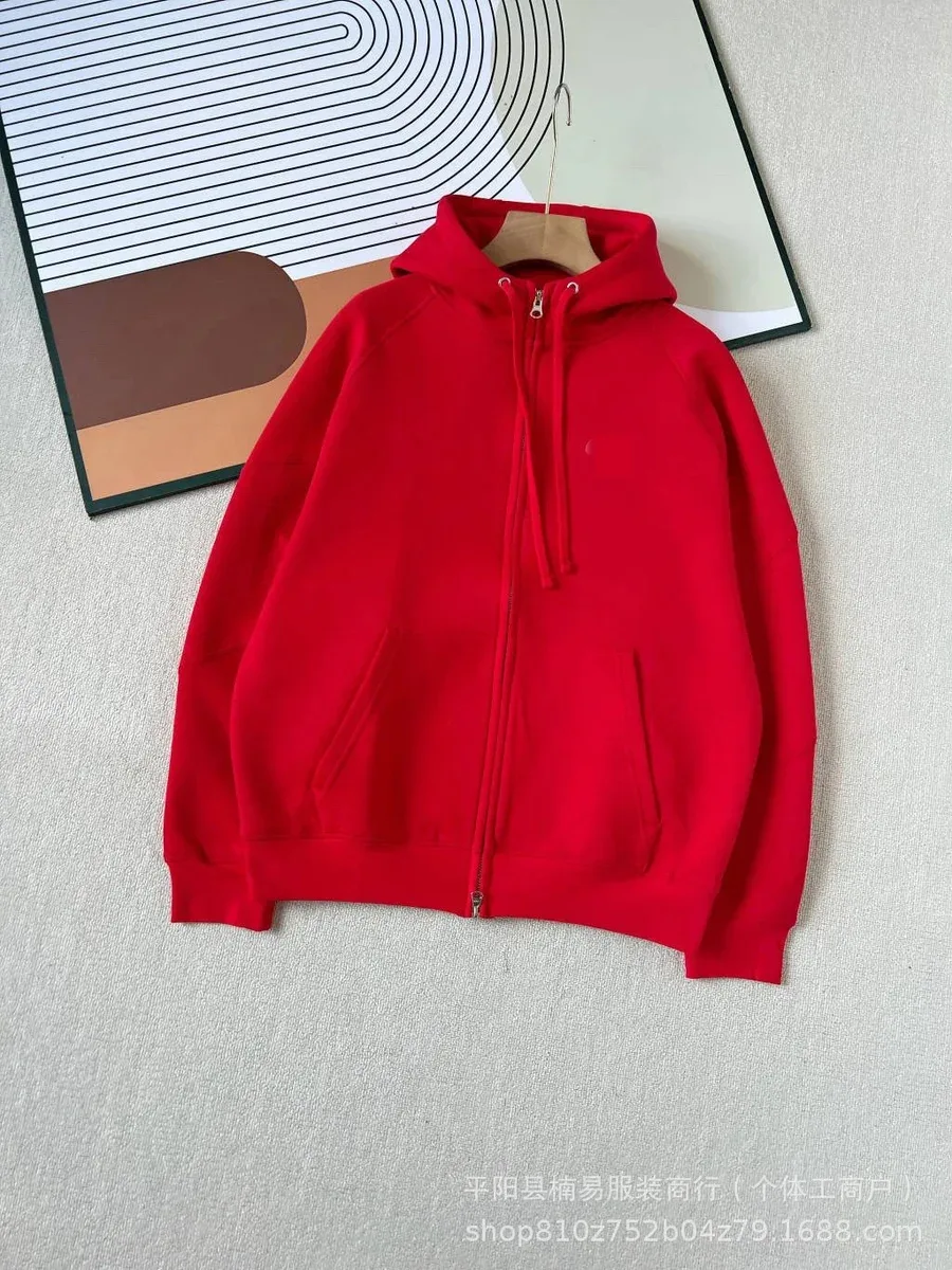 Other Solid Red Zip-Up Hoodie Red - 1