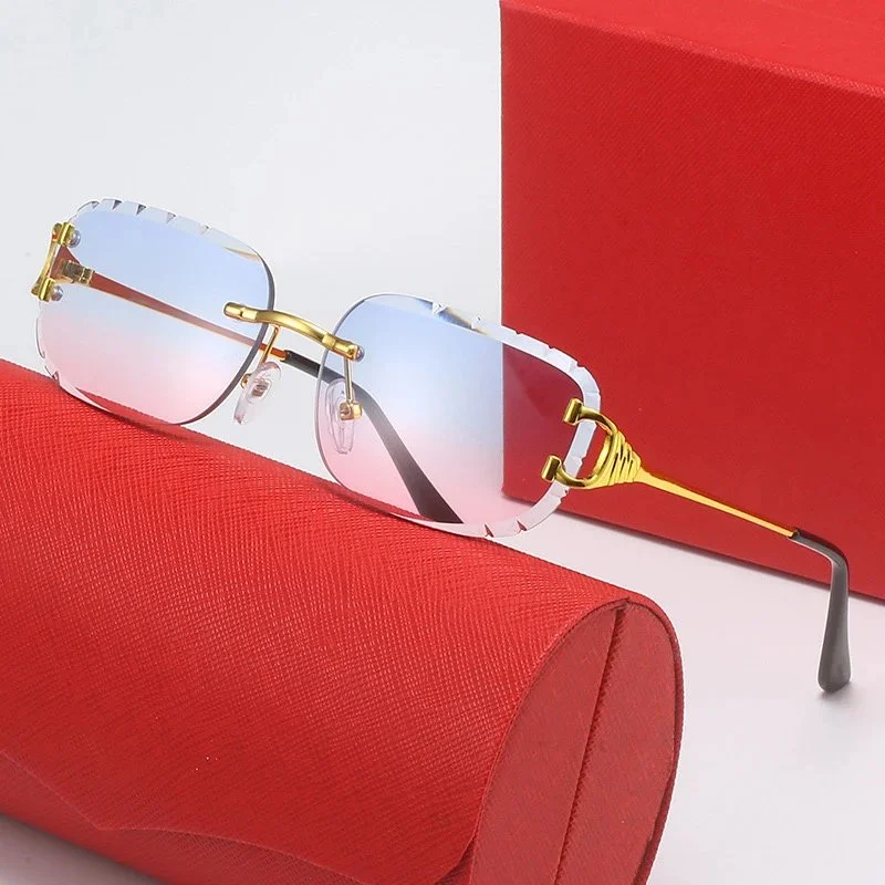 Cartier Cartier Soleil Blanc C4 Gold Frame Pink Gradient Sunglasses Gold - 1