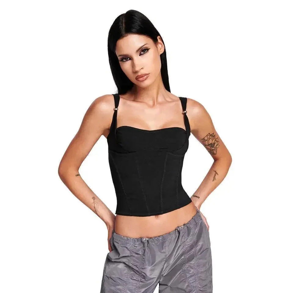 Other Black Structured Crop Top Black - 1