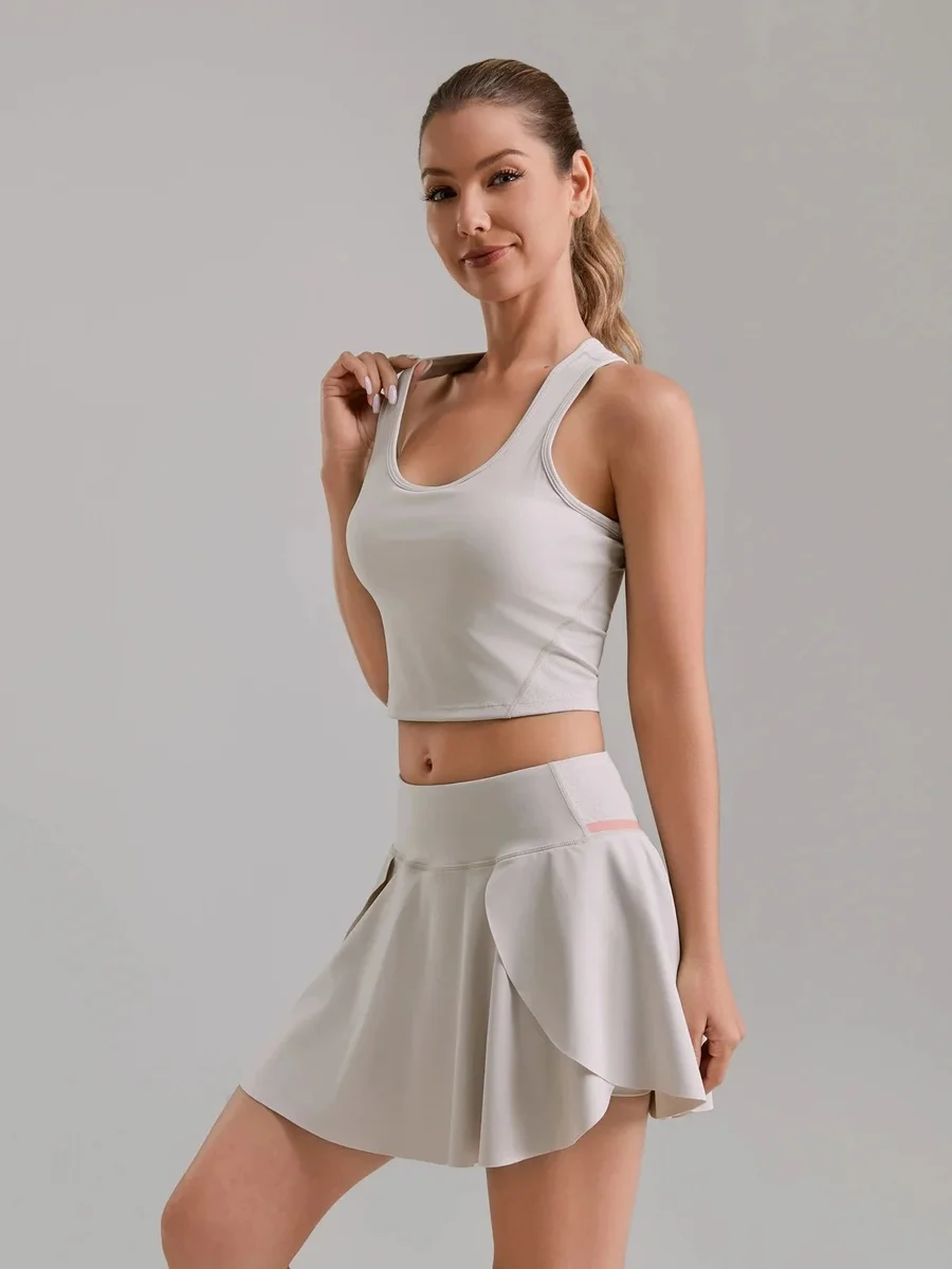 Other White Tennis Skirt Set with Crop Top White - 1