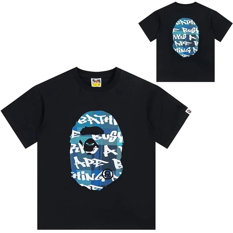 A Bathing Ape A Bathing Ape BAPE STA Blue Plaid T-Shirt Black Black - 1