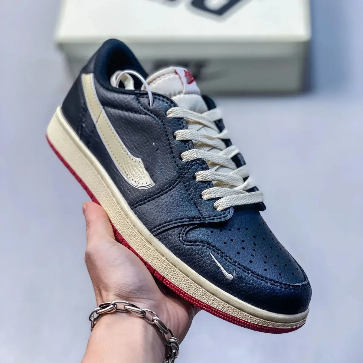 Nike Nike Air Jordan 1 Navy & Cream with Red Accents Sneakers Navy