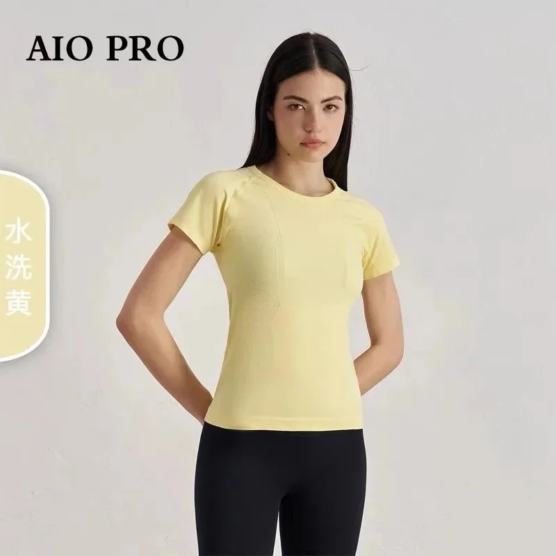 Other AIO PRO Water Wash Yellow T-Shirt Tops Yellow - 1