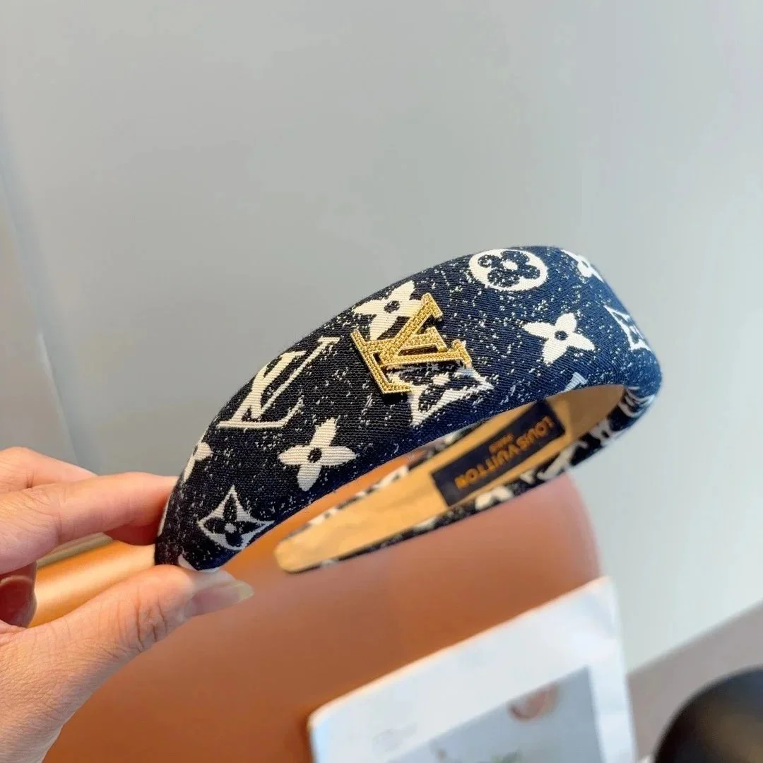 Louis Vuitton Louis Vuitton Monogram Headband Navy & Gold Accessory Navy