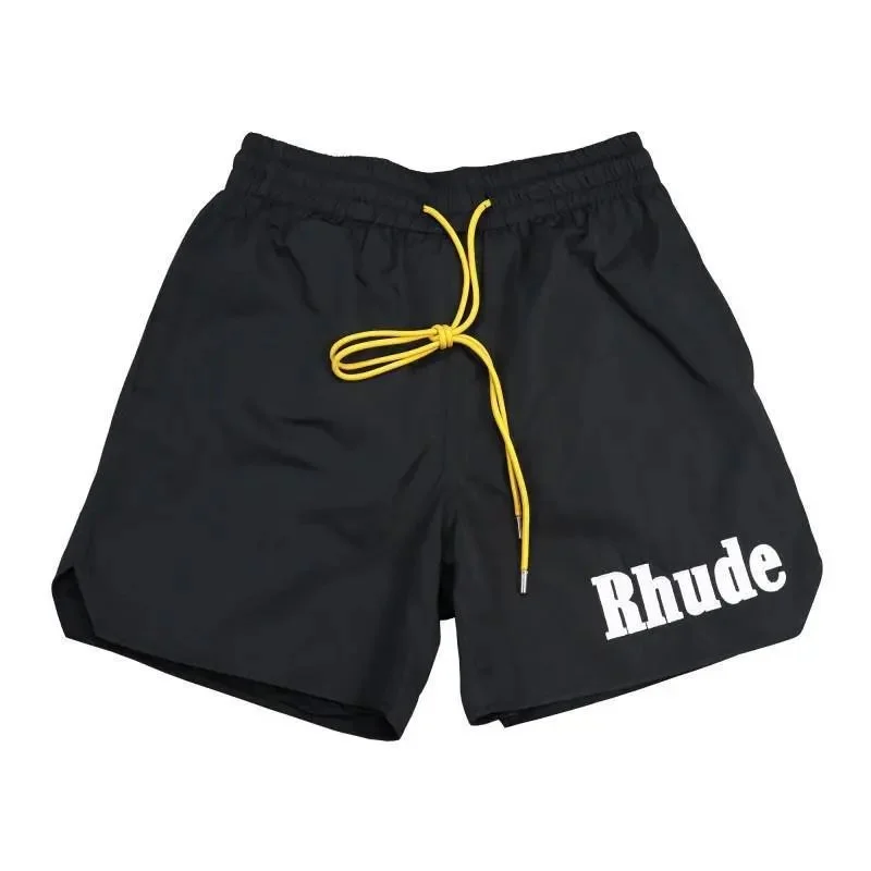 Rhude Rhude Black Yellow Drawstring Shorts Black - 1