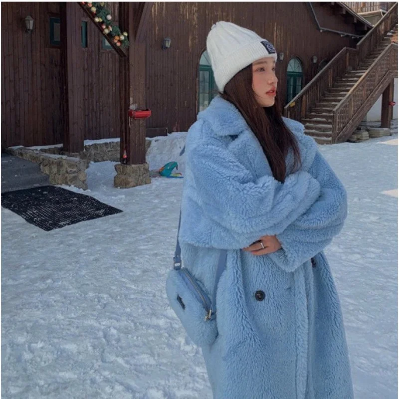 Other Light Blue Faux Fur Coat Parka Blue - 1